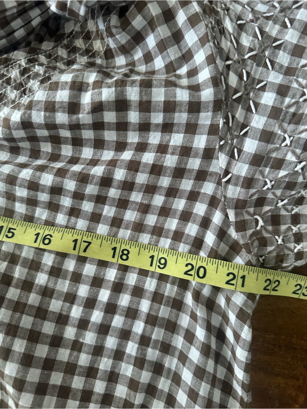 The Great Cross Stitch Dakota Brown Gingham Maxi Dress with Tie Waist size L - Picture 6 of 11